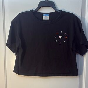 Champion Black Cropped Tee with Logo size S